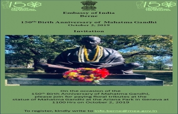 Celebrating Mahatma Gandhi in Geneva  on October 2, 2019
